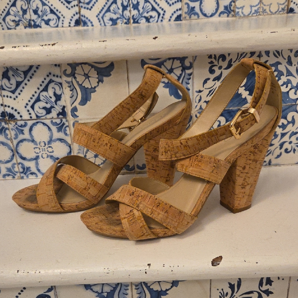 Aldo Tan Cork Heeled Sandals
